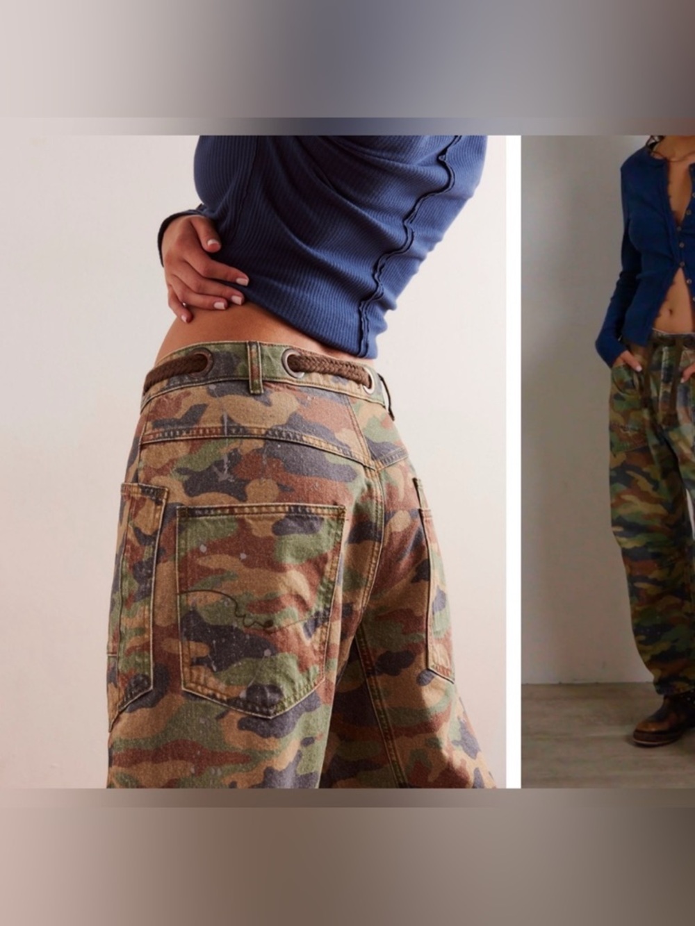 NWOT Free People We The Free Moxie Printed Low-Slung Barrel Jeans Green - 27, 30 - Picture 9 of 14